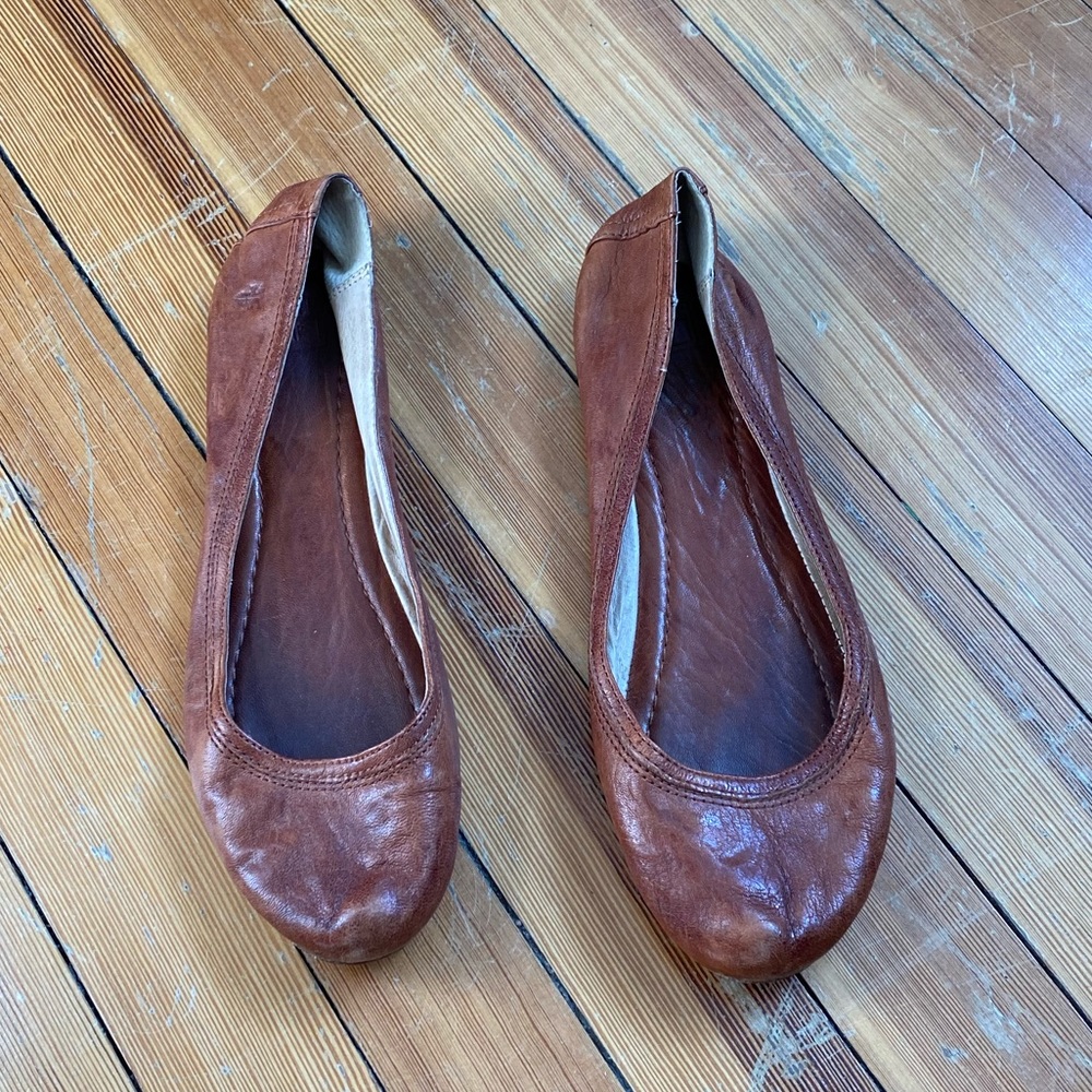 Brown Leather Frye 'Carson' Ballet Flat